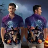 Sexy Witch Halloween Unisex Hawaiian Shirt, Sculptured Pumpkin Aloha Beach Button-down Shirts, Wicked Women Tricks Printed Clothing