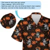 Creepy Horror Male Unisex Hawaiian Shirt, Halloween Decorated Aloha Beach Button Down Shirts, Pumpkin Field Printed Clothing