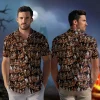 Mummy Halloween Unisex Hawaiian Shirt, Necromancer Halloween Aloha Beach Button-down Shirts, Gross Green Ghost Printed Clothing