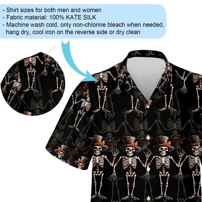 Funny Dancing Skeleton Unisex Hawaiian Shirt, Magician Costume Aloha Beach Button Down Shirts, Halloween Patterned Clothing