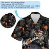 Funny Halloween Magical Skeleton And Wicked Cat Hawaiian Shirt, Beautiful Witch Halloween Aloha Beach Button-down Shirts, Halloween Family Clothing