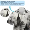 Spooky Dark Spirits Holding Fire Wand Halloween Men Hawaiian Shirt, Scary Monogram Halloween Aloha Beach Button Down Shirts, Casual Men's Wear