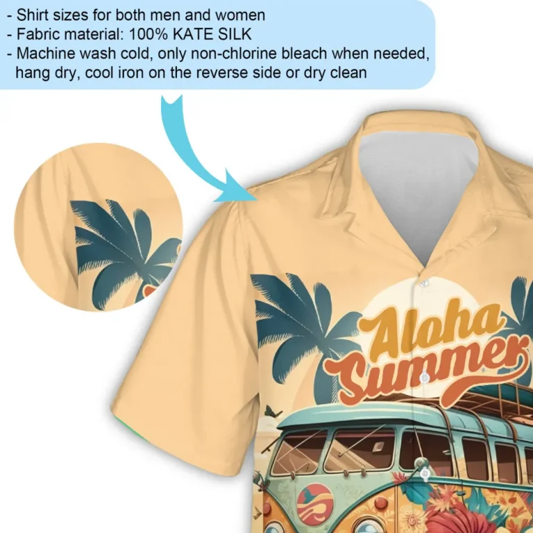 Hippie Summer Travelling 3d Printed Hawaii Shirt, Sea Bus Trip Aloha Unisex Shirts, Beach Party Matching Shirts For Men, Women & Kids