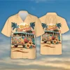 Hippie Summer Travelling 3d Printed Hawaii Shirt, Sea Bus Trip Aloha Unisex Shirts, Beach Party Matching Shirts For Men, Women & Kids