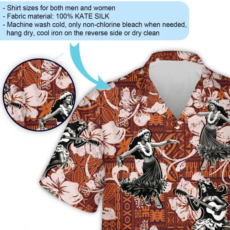 Hula Dancing Girl Hawaiian Shirt, Unisex Tiki Lover Aloha Beach Shirts, Men's Button Down Shirt, Summer Vacation Hawaiian Shirt