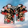 Hula Girl Plays Music Hawaiian Shirt For Men Women, Guitar Lover Aloha Beach Shirts, Vintage Men's Button Down Shirt, 80s Inspired Clothing