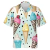 Multi Flavored Ice Cream Hawaiian Shirt For Men Women, Strawberry Aloha Beach Shirts, Boba Tea Printed Men's Button Down Shirt