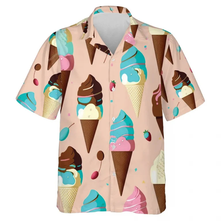 Vanilla Ice Cream Hawaiian Shirt For Men Women, Chocolate Mint Flavor Lover Aloha Beach Shirts, Men's And Women's Button Down Shirt, Summer Clothing