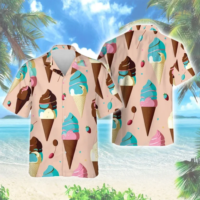 Vanilla Ice Cream Hawaiian Shirt For Men Women, Chocolate Mint Flavor Lover Aloha Beach Shirts, Men's And Women's Button Down Shirt, Summer Clothing