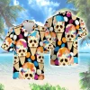 Skull Vanilla Ice Cream Hawaii Shirt, Halloween Lover Aloha Beach Shirts, Vibrant Balloon Men's Casual Shirt, Tropical Button Shirt