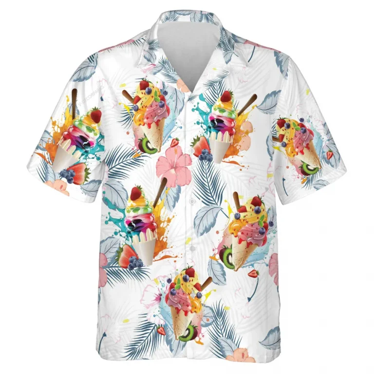 Multiple Fruits Ice Cream Hawaiian Shirt For Men Women, Tropical Berry Unisex Aloha Shirts, Men's Tropical Camisa, Tasteful Fashion