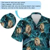 Tropical Forest Lion Aloha Shirt, Summer Hawaii Button Down Shirt, Fierce Roaring Wildcat Printed Clothing, Leaves Pattern Top, Unisex Wear