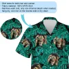 Rasta Impersonated Lion Men's Hawaiian Shirt, Tropical Leaves Aloha Beach Button-down Shirts, Summer Vacation Hawaii Clothing