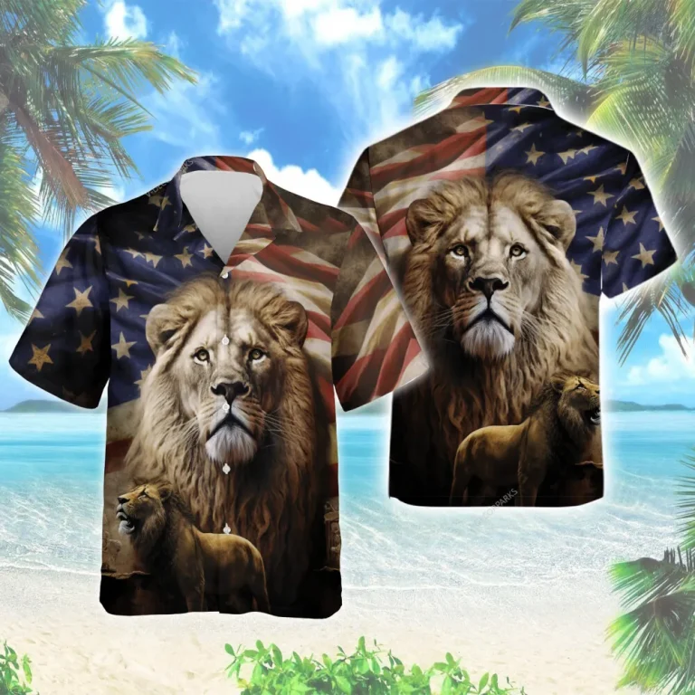 Magnificent Lion Majesty Hawaii Shirt For Everyone, 4th Of July Unisex Aloha Shirt, Tropical Beach Printed Clothing, Animal Lover Top