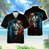 American Colored Lion Hawaiian Shirt, Us Independence Aloha Beach Button-down Shirt, Unisex Animal Lover Printed Clothing, Everyday Wear