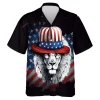 Cool Magician Lion Men Hawaiian Shirt, American Flag Aloha Button-down Shirts, Summer Beach Printed Clothing, Men's Casual Wear