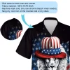 Cool Magician Lion Men Hawaiian Shirt, American Flag Aloha Button-down Shirts, Summer Beach Printed Clothing, Men's Casual Wear