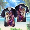 Holy Cross Lion Men Hawaiian Shirt, Hologram Galatic Animal Printed Aloha Beach Shirt, Summer Vacation Family Clothing, Casual Wear For Everyone