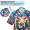 Double Vibrant Mermaid Unisex Hawaiian Shirt, Tropical Hologram Flowers Aloha Shirt, Casual Summer Shirt, Everyday Wear, Couple Travel Clothing