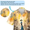 Peacock Painting In Watercolor Unisex Hawaiian Shirt, Peacock Artistic Designed Shirt, Summer Vacation Casual Button Down Short Sleeves