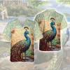 Aesthetic Ceramic Peacock Unisex Hawaiian Shirt, Pretty Bird Decoration On Aloha Button Down Shirt, Family Group Travel Clothing, Casual Wear