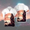 Old Samurai Unisex Hawaiian Shirt, Japanese Traditional Pattern Aloha Button-down Shirt, Riverside Scenery Printed Top, Nature Lover Gift
