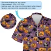 Magical Skeleton Unisex Hawaiian Shirt, Wicked Pumpkin Smiling And Flying Bats Aloha Beach Button-down Shirts, Spooky Halloween Clothing