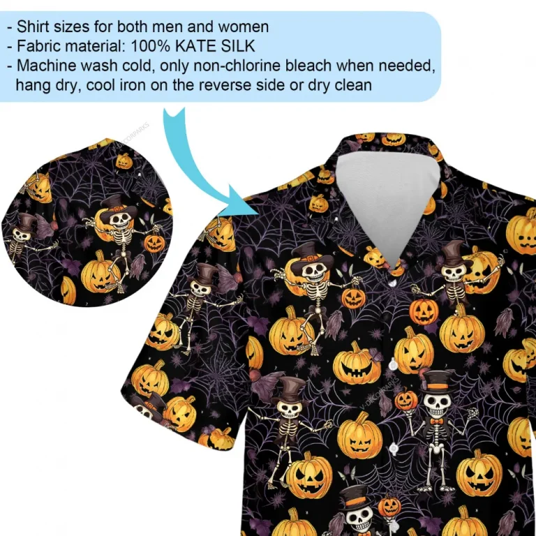 Funny Magician Skeleton Hawaiian Shirt For Men And Women, Wicked Pumpkin In Spider Web Aloha Beach Button-down Shirts, Halloween Vibe