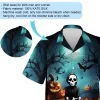 Lonely Skeleton Men Hawaiian Shirt, Ghost Halloween Night Aloha Shirts, Spooky Pumpkin Forest Printed Button-down Shirt, Family Party Clothing