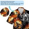 Good Vs. Bad Spirit Unisex Hawaiian Shirt, Halloween Skeleton Aloha Shirts, Creepy Pumpkin Faces Beach Button-down Printed Top