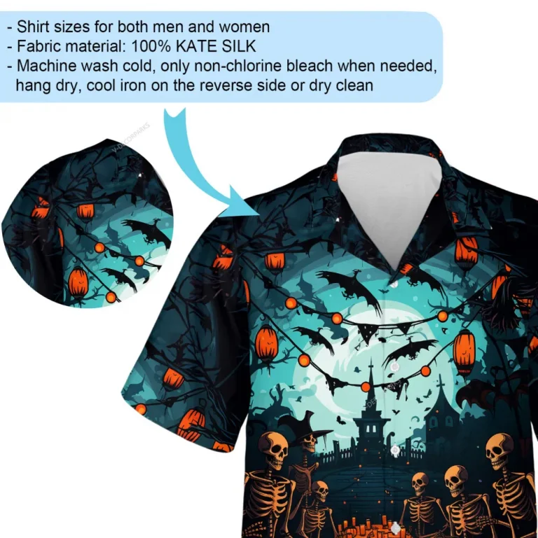 Skeleton Dinner Gathering Hawaiian Shirt, Scary Forest Halloween Night Aloha Beach Button Down Shirts, Romantic Meal For Family Printed Clothing