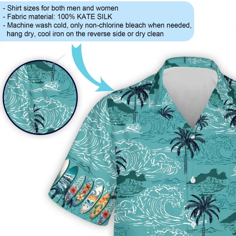 Aesthetic Surfboards Collection Hawaiian Shirt, Surfing Summer Holiday Aloha Beach Shirts, Casual V-neck Button-down Top, Sea Lover Gift