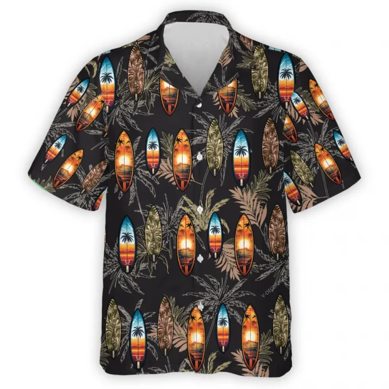 Dust Until Dawn Surfboards Men Hawaiian Shirt, Tropical Palm Tree Printed Shirts, Beach Trip Aloha Button-down Top, Family Sea Trip Wear