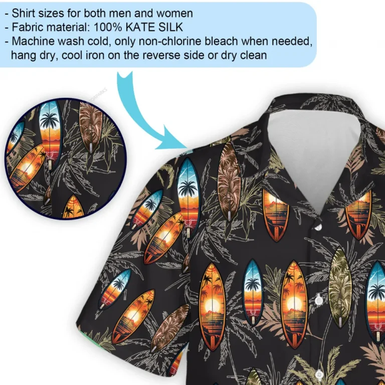 Dust Until Dawn Surfboards Men Hawaiian Shirt, Tropical Palm Tree Printed Shirts, Beach Trip Aloha Button-down Top, Family Sea Trip Wear