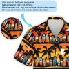 Sunny Beach With Surfboards Men Hawaiian Shirt, Dreamy Tropical Sunset Aloha Beach Button-down Shirt, Ocean Lover Printed Clothing