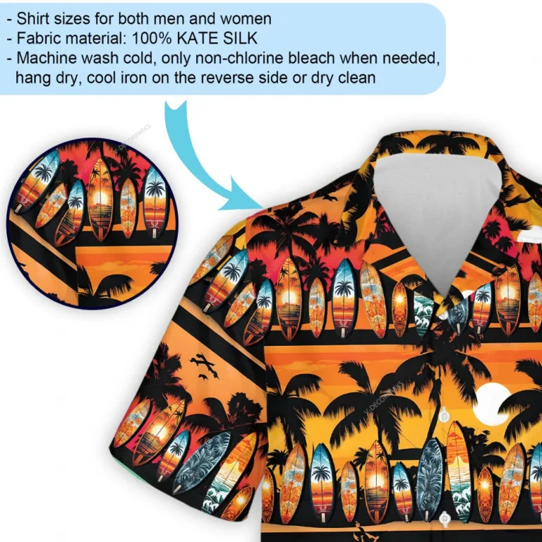 Sunny Beach With Surfboards Men Hawaiian Shirt, Dreamy Tropical Sunset Aloha Beach Button-down Shirt, Ocean Lover Printed Clothing