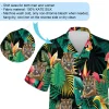 Original Striped Tiger Men Hawaiian Shirt, Tropical Hibiscus Flower And Leaves Summer Beach Button Down, Aloha Family Shirts, Casual Wear