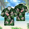 Rare White Tiger Unisex Hawaii Shirt, Tropical Summer Forest Aloha Beach Button Down Shirts, Leaves Pattern Top, Forest Printed Clothing