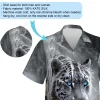 White Tiger Blue Eyed Men Hawaiian Shirt, Tiger Lover Aloha Beach Button Down Shirt, Smoke Pattern Printed Clothing, Casual Men's Wear