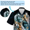 Bengal Tiger Couple Men Hawaiian Shirt, Wildcat Lover Aloha Beach Shirt, Casual Black Button Down Top For Everyone, Family Trip Clothing