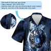 Gorgeous White Tiger With Blue Eye Hawaiian Shirt, Rare Tiger Patterned Summer Beach Button Down Shirt, Unisex Printed Clothing, Animal Lover Top