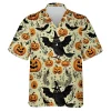 Cross Breeding Bat Owl Halloween Men Hawaii Shirt, Halloween Deep Forest Aloha Beach Button Down Shirt, Spooky Forest Patterned Clothing