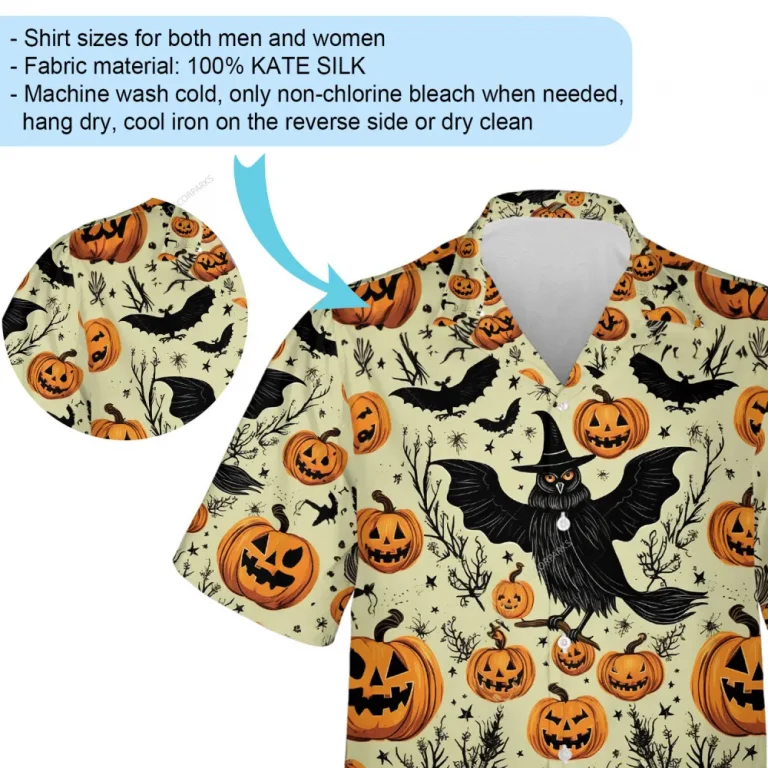 Cross Breeding Bat Owl Halloween Men Hawaii Shirt, Halloween Deep Forest Aloha Beach Button Down Shirt, Spooky Forest Patterned Clothing