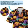 Villainous Pumpkin Wears Witch Hat Unisex Hawaiian Shirt ,signature Halloween Aloha Beach Button Down Shirt, V-neck Casual Clothing