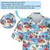 Workout Flamingo Men Hawaiian Shirt, Funny Animal Doing Weightlifting Aloha Beach Button Down Shirt, Tropical Sea Patterned Clothing