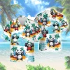 Martial Art Panda Men Hawaiian Shirt, Panda Weightlifting Aloha Beach Shirt, Deserted Tropical Island Printed Clothing, Animal Pattern Top