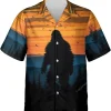 Bigfoot Silhouette Hawaiian Shirts For Men, Vintage Button Down Hawaiian Shirts Short Sleeve, Bigfoot Shirt, Sasquatch Shirt, Aloha Beach Shirt