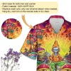 Alien Meditation Unisex Hawaiian Shirts, Psychedelic Button Down Shirt, Mushroom Pattern Shirt, Funny Printed Clothing, Casual Beach Shirt