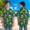 Cute Alien Friends Unisex Hawaiian Shirt, Ufo Printed Aloha Button Down Shirt, Tropical Pattern Shirt, Funny Beach Clothing, Summer Shirt