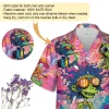 Funky Psychedelic Space Unisex Hawaiian Shirt, Alien Printed Aloha Beach Shirt, Meditation Pattern Shirt, Button Down Short Sleeve Shirt